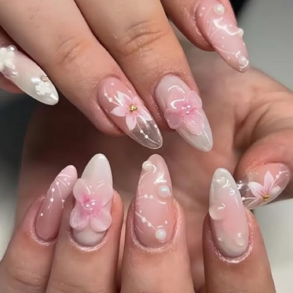 Pink Floral Nail Art